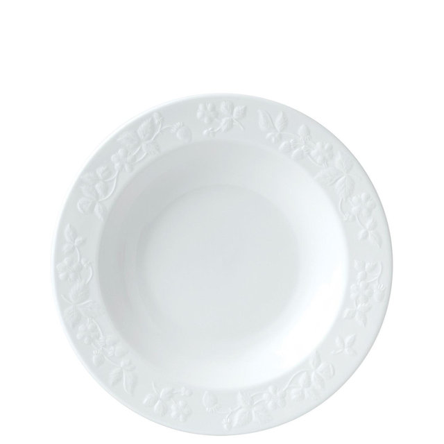 Wild Strawberry White Rim Soup Bowl 9in