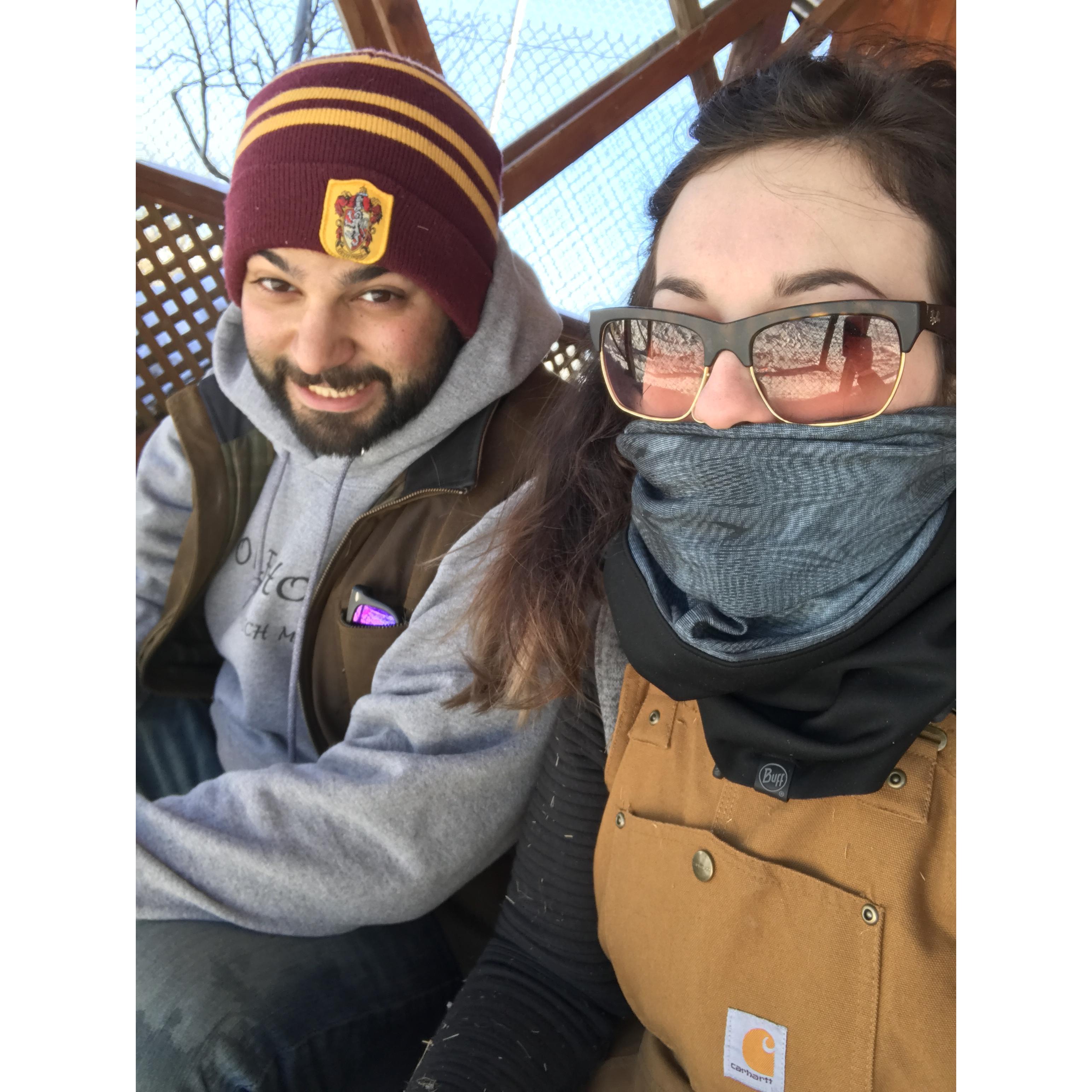 working at the sanctuary in the winter