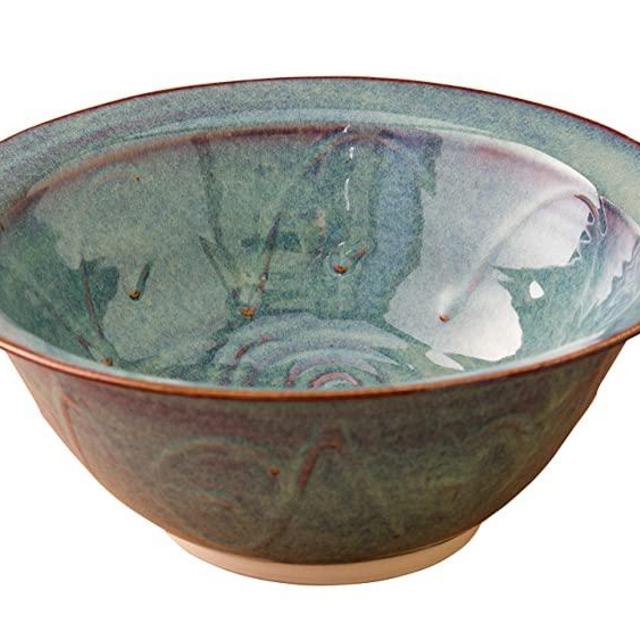 Medium Serving Bowl Hand-Thrown Hand-Glazed in Ireland. Measures 10” Diameter 3.5" Height with Traditional Celtic Spiral Motif