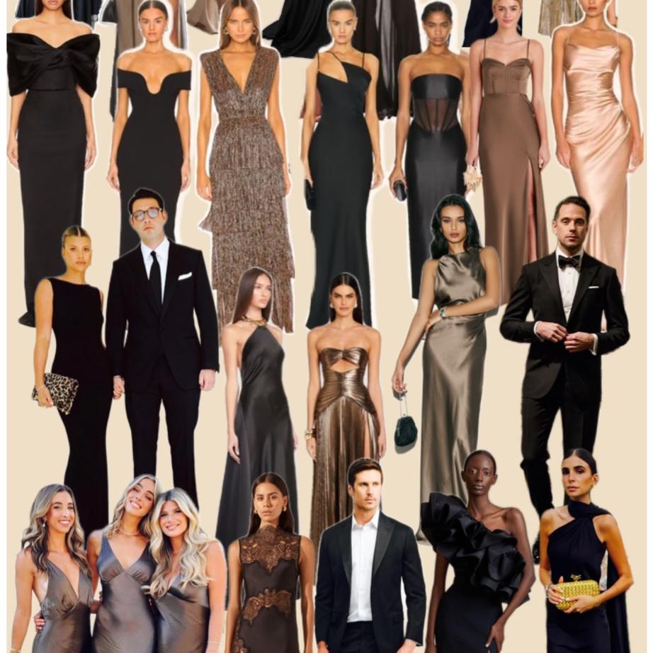 Example of the attire color scheme for the wedding day! Please refer to the FAQ page for further details