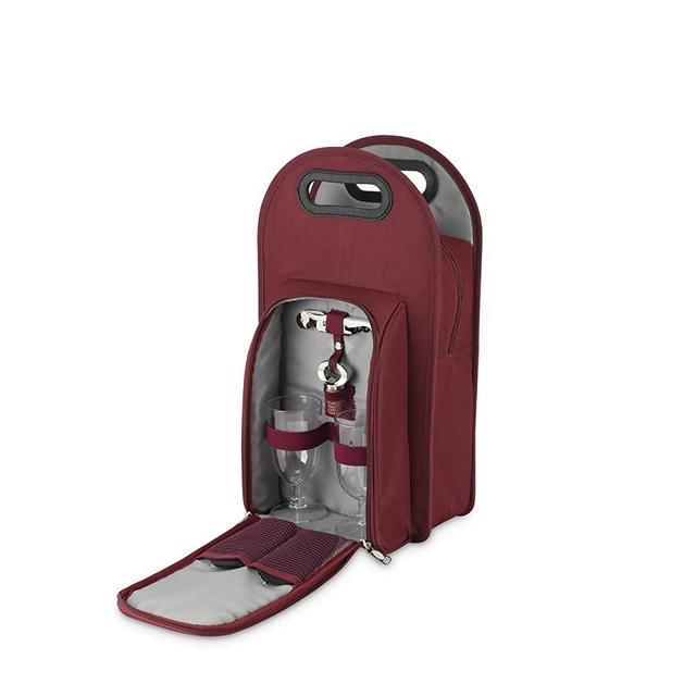 True Metro: 2-Bottle Burgundy & Grey Wine Tote