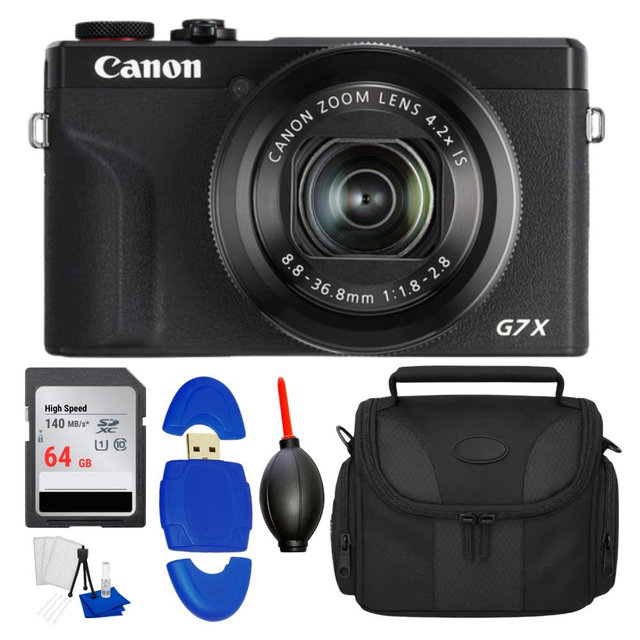 Canon PowerShot G7 X Mark III Digital Camera (Black) Bundle with 64GB Memory Card, Card Reader, Gadget Bag, Cleaning Kit, Dust Blower & Microfiber Cloth and Many More Accessories