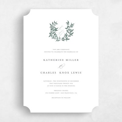 White Ticket Wedding Invitation - Willow Portrait