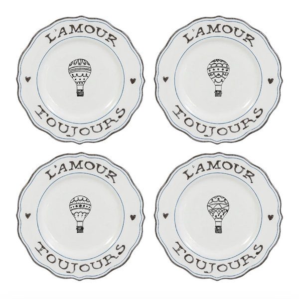 L'Amour Toujours Dessert/Salad Plate Assorted Set/4