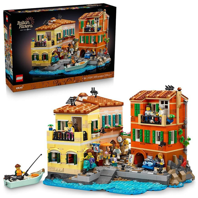 LEGO Ideas Italian Riviera Building Set for Adults - DIY Home & Office Decor for Men & Women Ages 18+ - Construct 3 Colorful Buildings & 10 Minifigures W/Accessories - Gift Idea for Birthdays - 21359