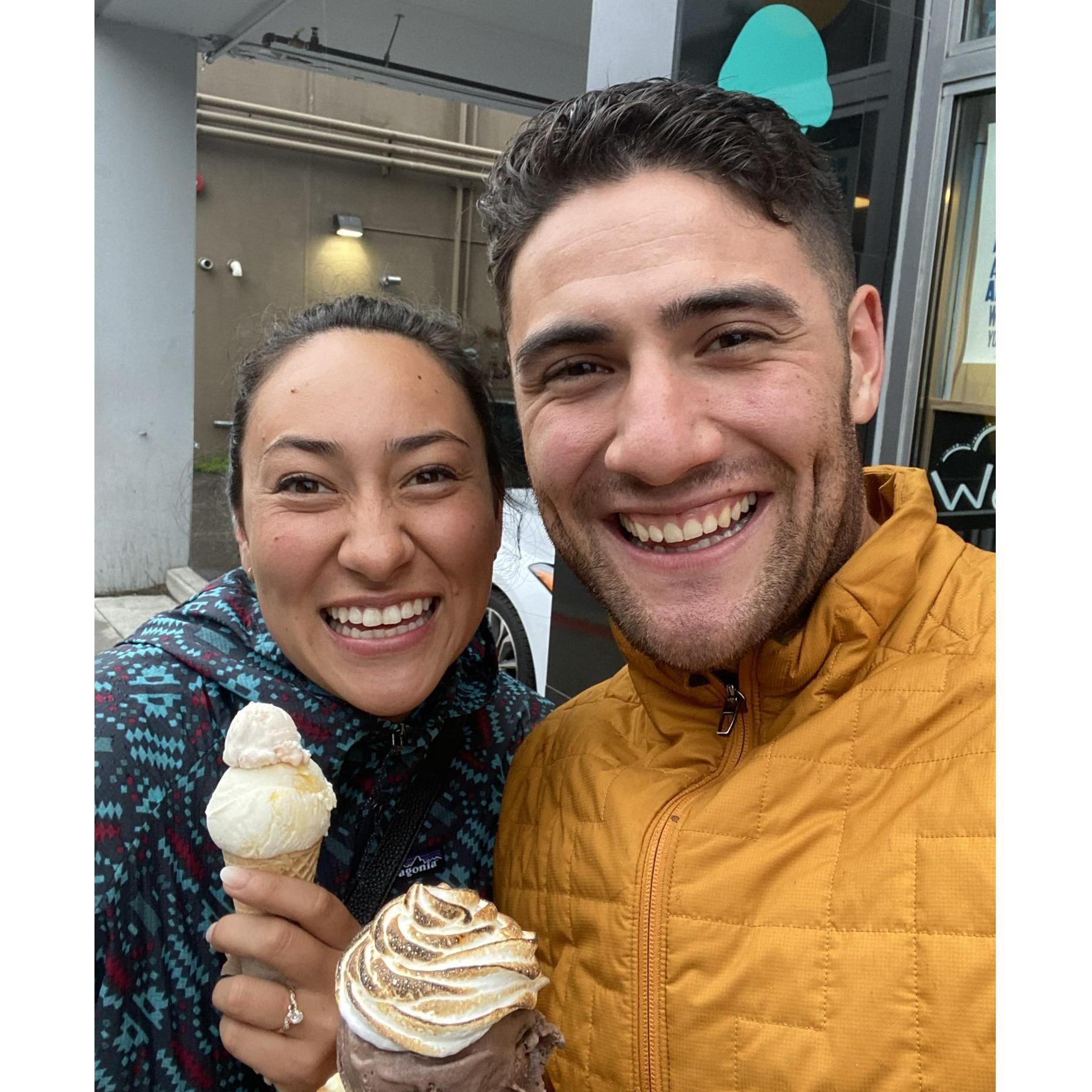 Post-Engagement ice cream at Wild Scoops