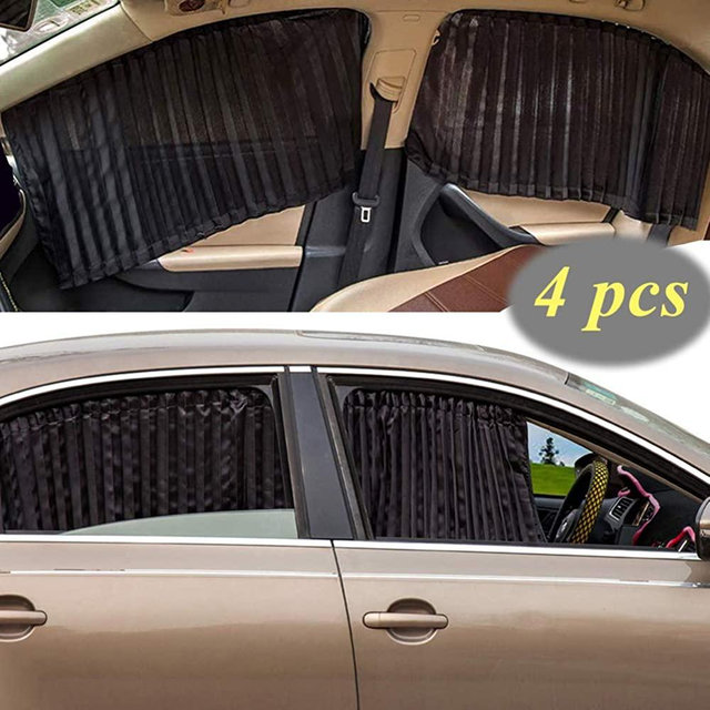 ZATOOTO 4 PCS Window Sun Shade - Car Side Black Privacy Sunshade Magnetic Curtain Keeps Cooler Screen for Sleeping