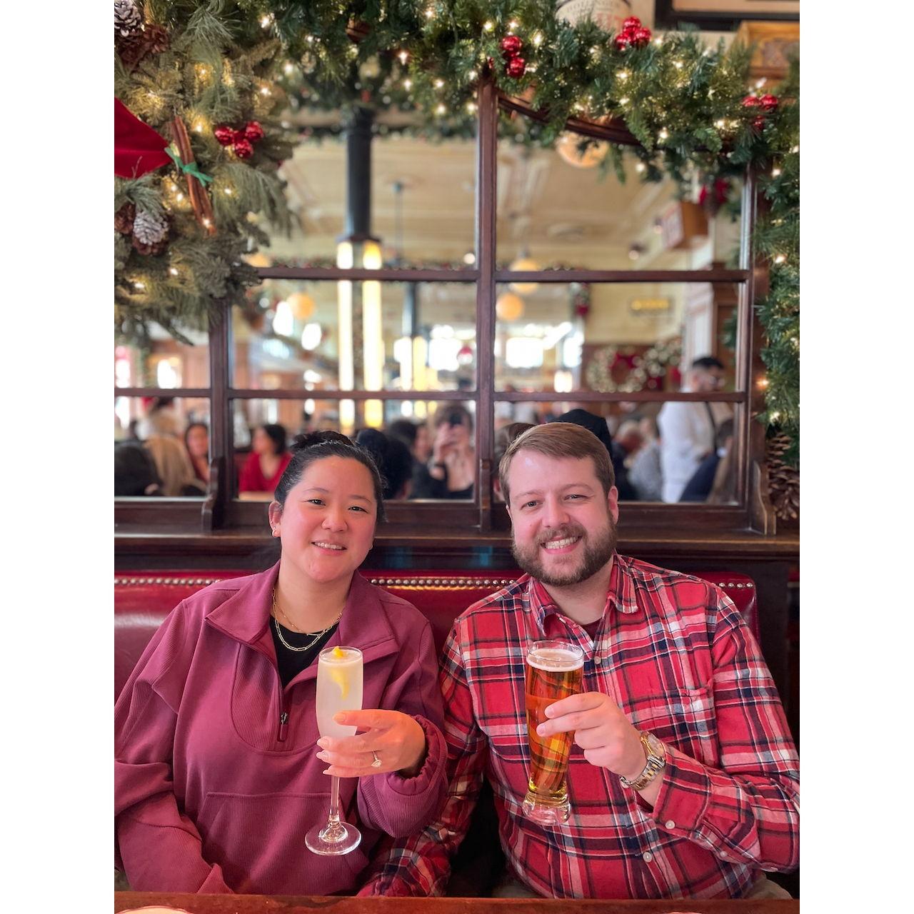 Celebrating our engagement with a friend in DC!