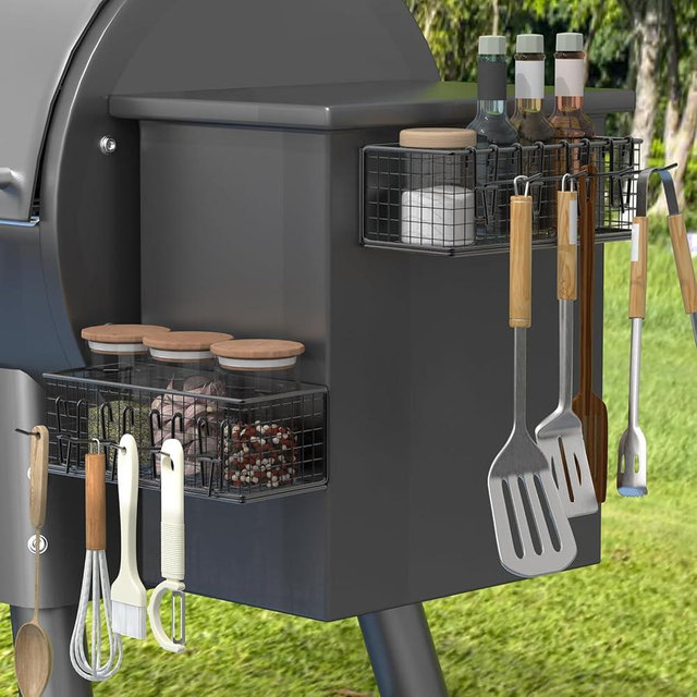 viespe 2 Set Magnetic Storage Bin for Traeger Grills, Shelf for Outdoor Smoker, Suit for Traeger Ironwood 885, Pro Series 34, Pro Series 22, Pro D2 575, Pro 780, Ironwood 650, Pit boss