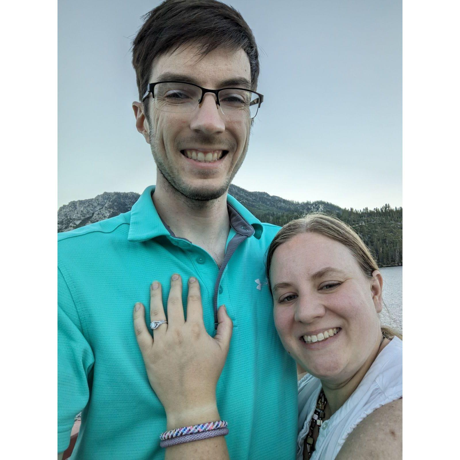 On a scenic boat ride the night after we got engaged