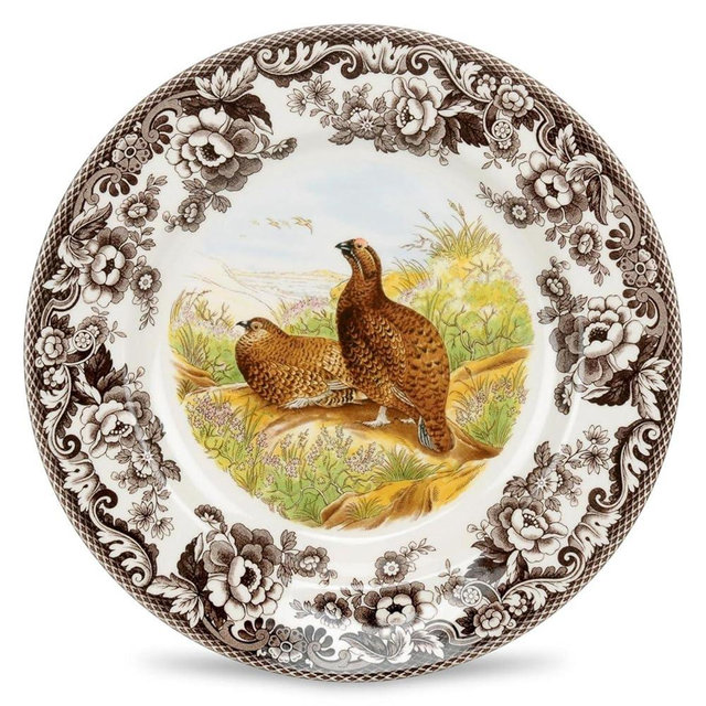 Spode Woodland Dinner Plate, Red Grouse | 10.5 Inch | Hunting Cabin, Lodge, and Cottage Décor | Made in England from Fine Earthenware | Microwave and Dishwasher Safe