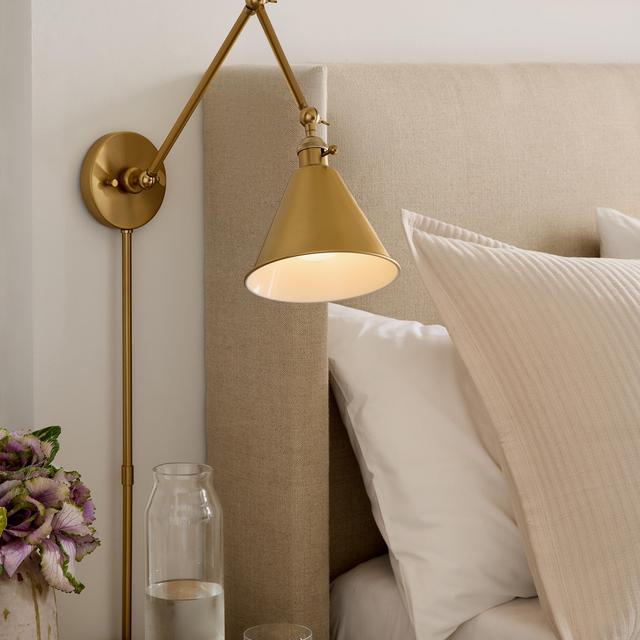 Articulating Double Arm Steel Wall Sconce in Brass