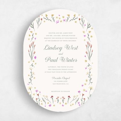 Beige Oval Wedding Invitation - Harebell Portrait