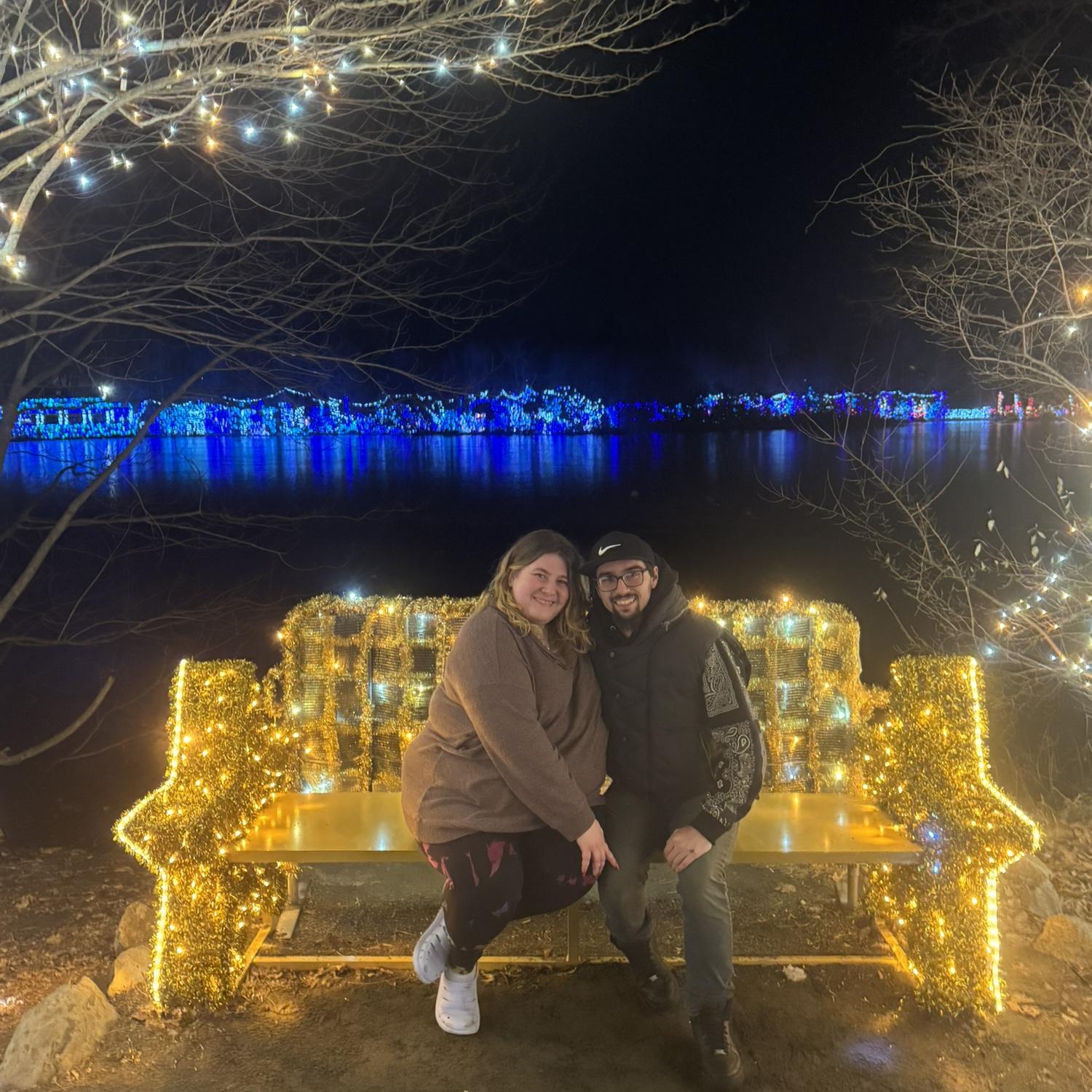 Christmas lights together as a engaged couple