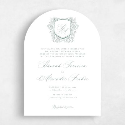 Green Arch Wedding Invitation - Bella Portrait