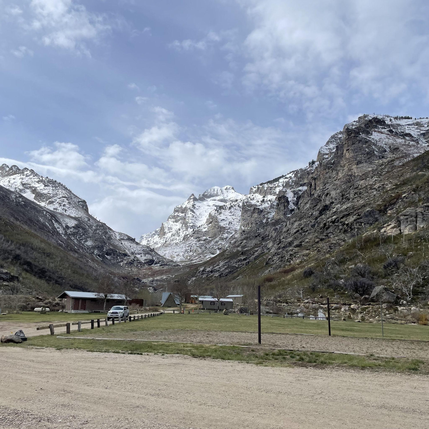 Where the volleyball courts, tether ball, basket ball half court, and horse shoe pits are! Tent camping will be in the large field. Bathrooms with showers are in the building on the left hand side.