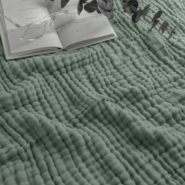 Muslin Blanket for Adults, Extra Large Throw 50" x 60" By Comfy Cubs - Fern