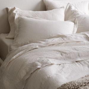 Light Grey European Linen Double Flange Deluxe Bedding Bundle