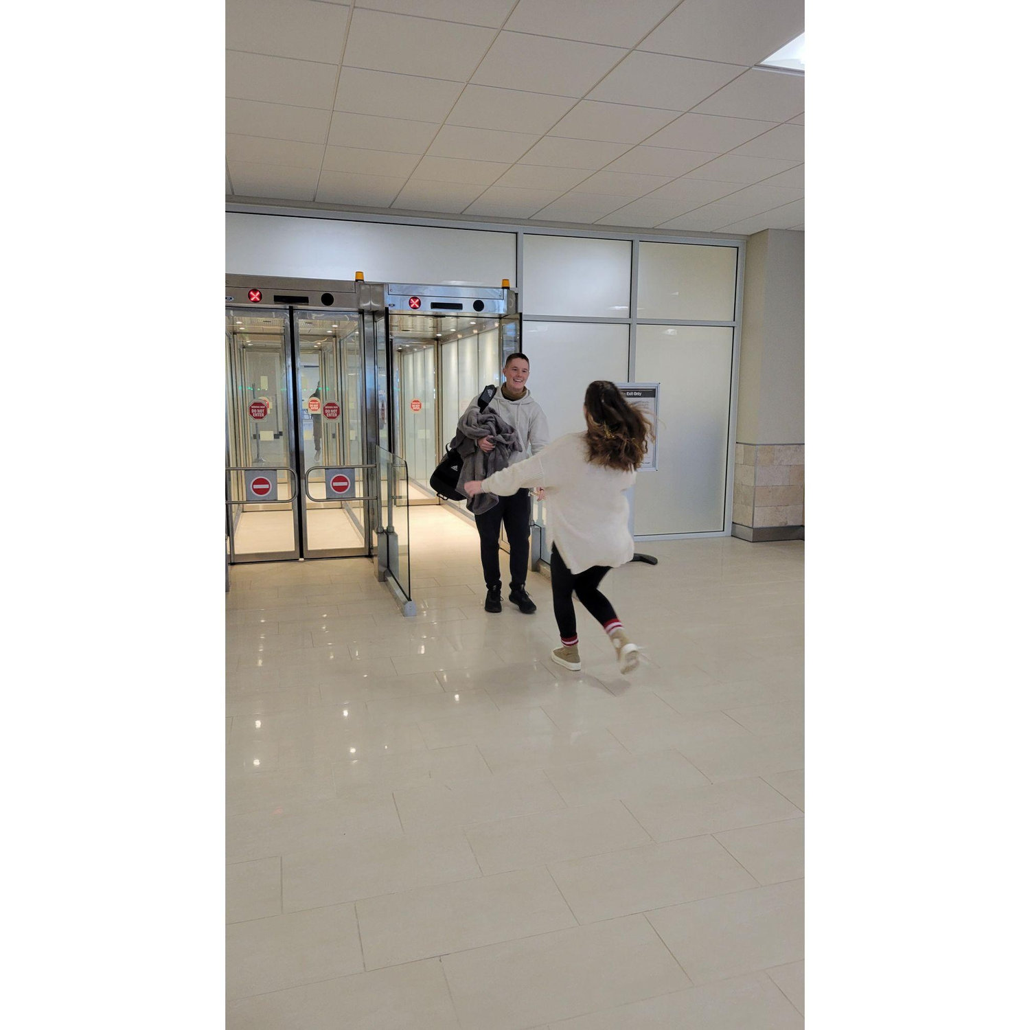 Seeing him for the first time after he went to the Air Force boot camp.