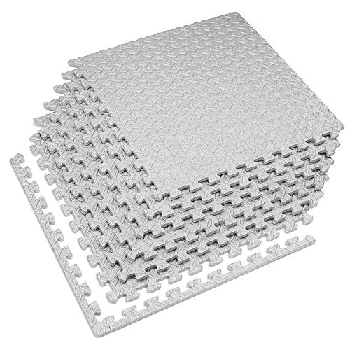 Velotas 1/2 Inch Interlocking EVA Foam Personal Fitness Mat, Diamond Plate Exercise Mats for Indoor Workout, 24 in x 24 in