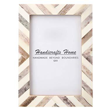 Handicrafts Home 4x6 Picture Photo Frame Chevron Herringbone Art Inspired Vintage Wall Décor Frames [4x6 Brown]