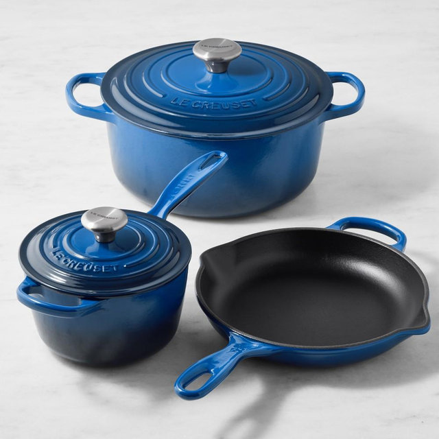 Le Creuset Signature Enameled Cast Iron 5-Piece Cookware Set, Lapis