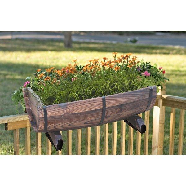 Half Barrel Adjustable Deck Wood Rail Planter