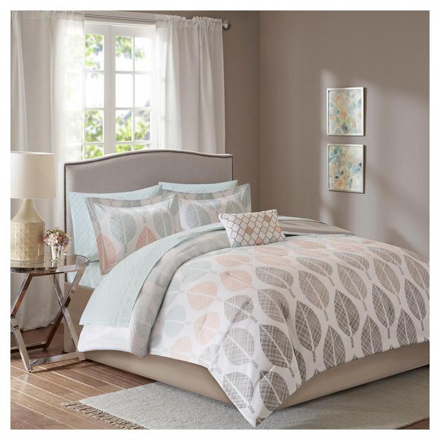 Coral & Green Prospect Park Complete Comforter Set (California King)