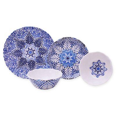222 Fifth Rustic Medallion 12-Piece Dinnerware Set in Blue