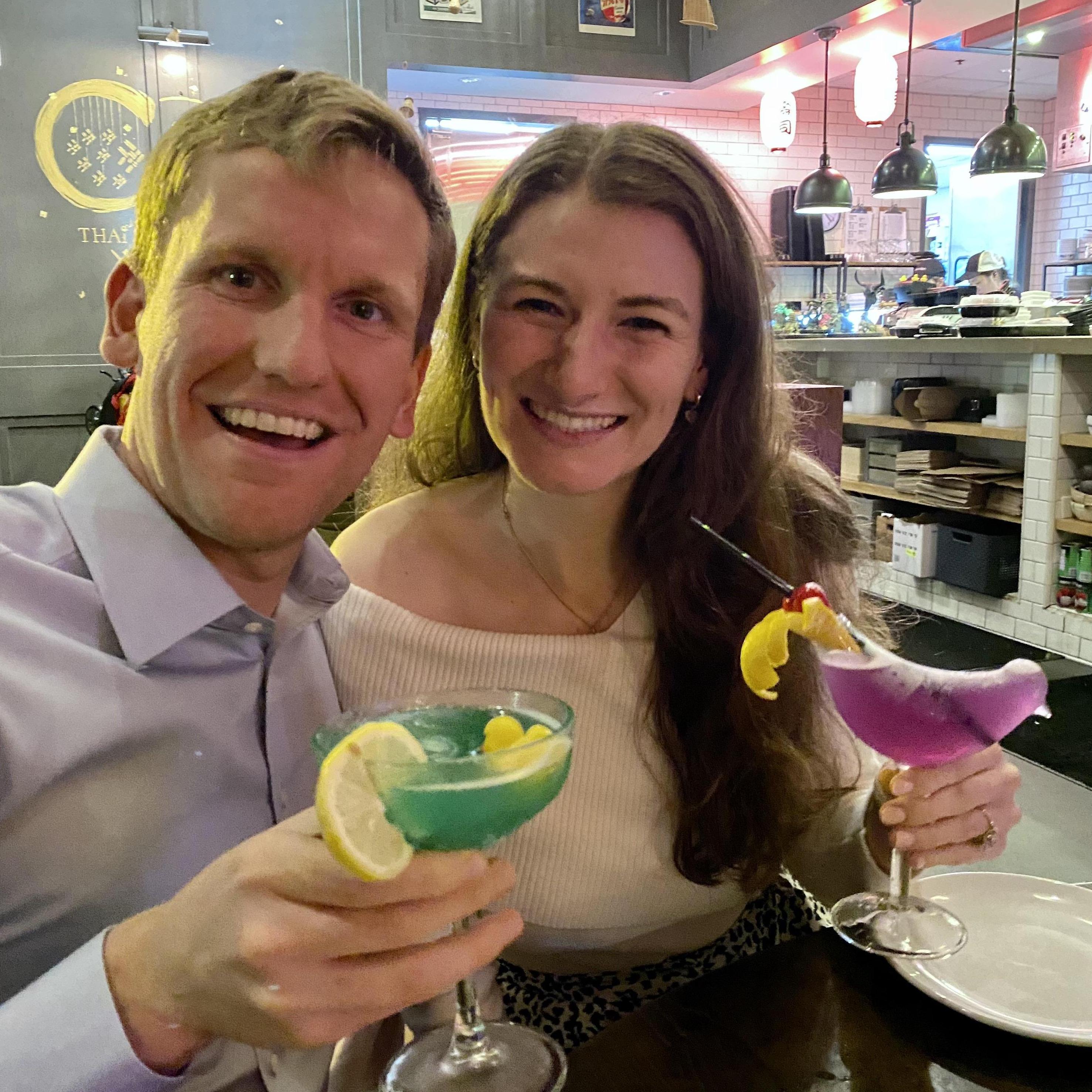 Celebrating our engagement with family and friends at O-Sha Thai and Sushi Galleria!