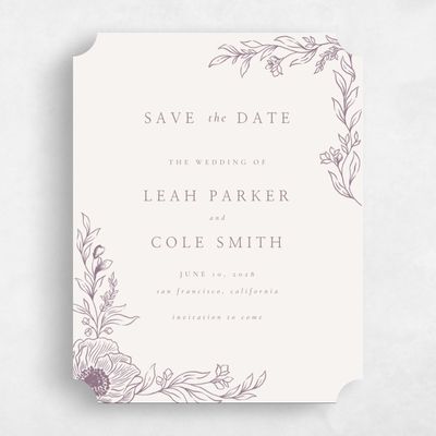 Purple Ticket Wedding Save the Date - Fiora Portrait