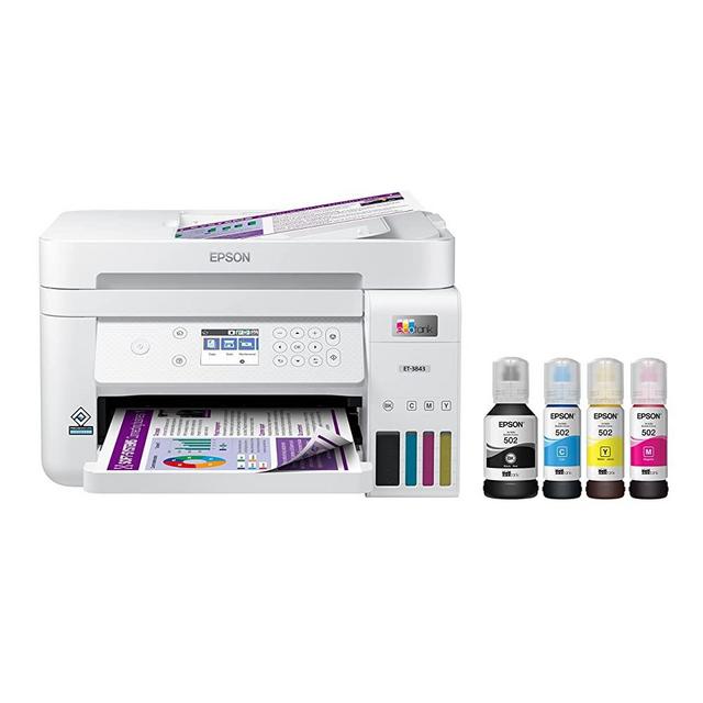 Epson EcoTank ET-3843 Wireless Color All-in-One Cartridge-Free Supertank Printer with Scanner, Copier, ADF and Ethernet-for The Ultimate Home Office