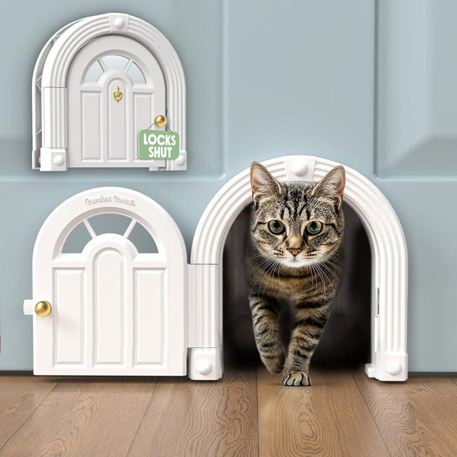 Cat Door Interior Door - No-Flap Cat Door for Interior Door, Cat Door Interior Door for Cats Up to 20 lbs, Easy DIY Setup, Secured Installation in Minutes, No Training Needed…