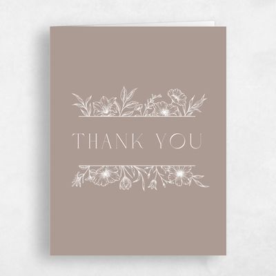 Rich Taupe, Brown Wedding Thank You - Wiosna Portrait