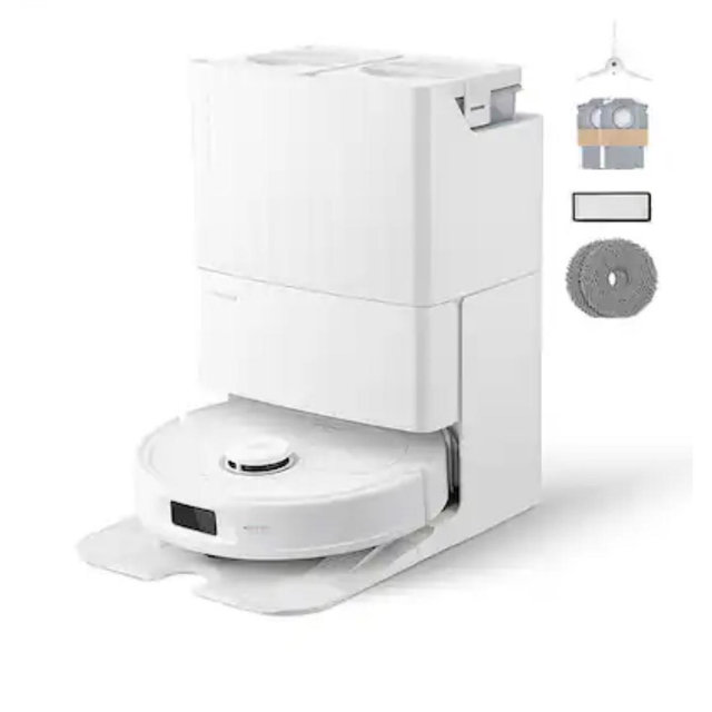 Roborock - Qrevo Pro Wi-Fi Connected Robot Vacuum and Mop with FlexiArm Design Edge Mopping, Dynamic Hot Water Mop Washing - White