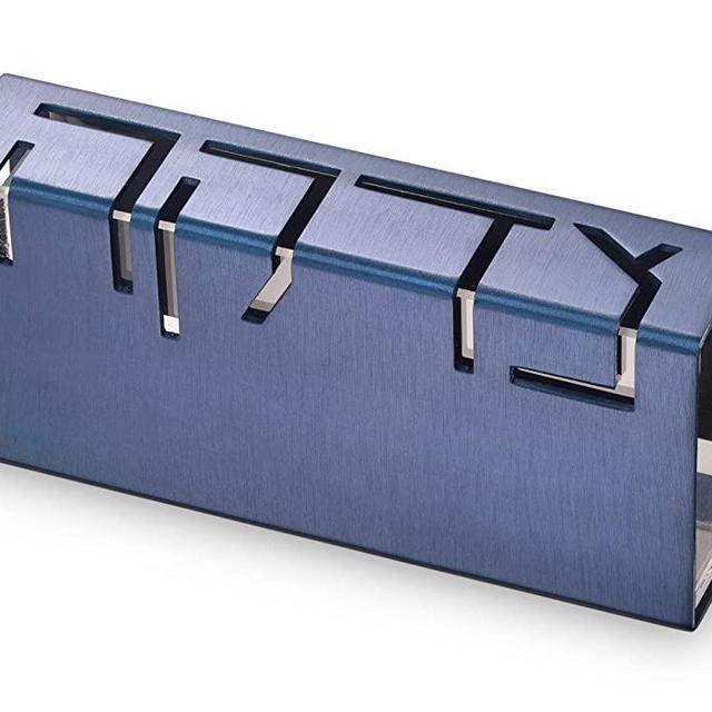 Adi Sidler Contemporary Aluminum Tzedakah Box Jewish Charity Box (Blue)