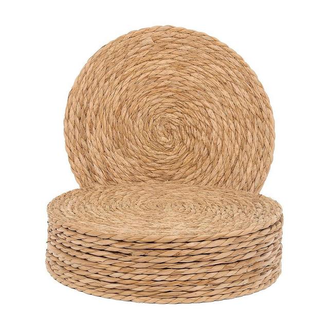 GENMOUS Woven Placemats Set of 12, 13" Round Placemats Natural Water Hyacinth Boho Placemats,Farmhouse Rattan Chargers for Dinner Plates,Rustic Braided Wicker Table Mats for Dining Table,Home,Wedding