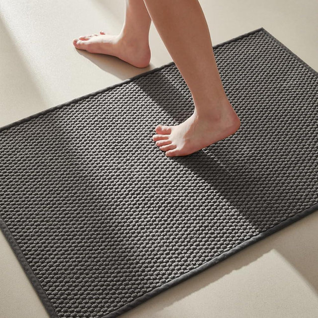 Bathroom Rugs Non Slip Washable Bath Rugs Super Absorbent Chenille Bathroom Rug for Bathroom Thin Bath Mats for Bathroom Mat Quick Dry Bath Mat Fit Under Door, Dark Grey 16"x24"