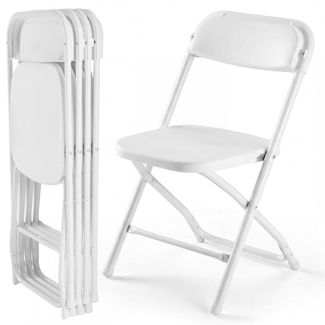 DUMOS Folding Chairs Sets of 4, 330lbs Plastic Stackable Portable Patio Dining Sets, Fold Up for Indoor Outdoor, Camping, Garden, Party, Meeting (White)