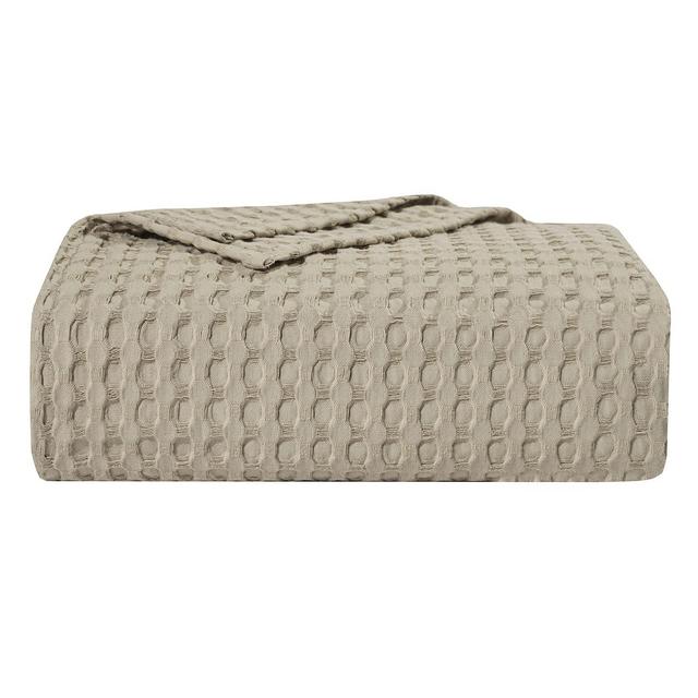 PHF 100% Cotton Waffle Weave Blanket King/Cal King Size - Summer Blanket Luxury Soft Breathable Skin-Friendly - Perfect Textured Blanket Layer for Couch Bed Sofa 108"x90" - Khaki