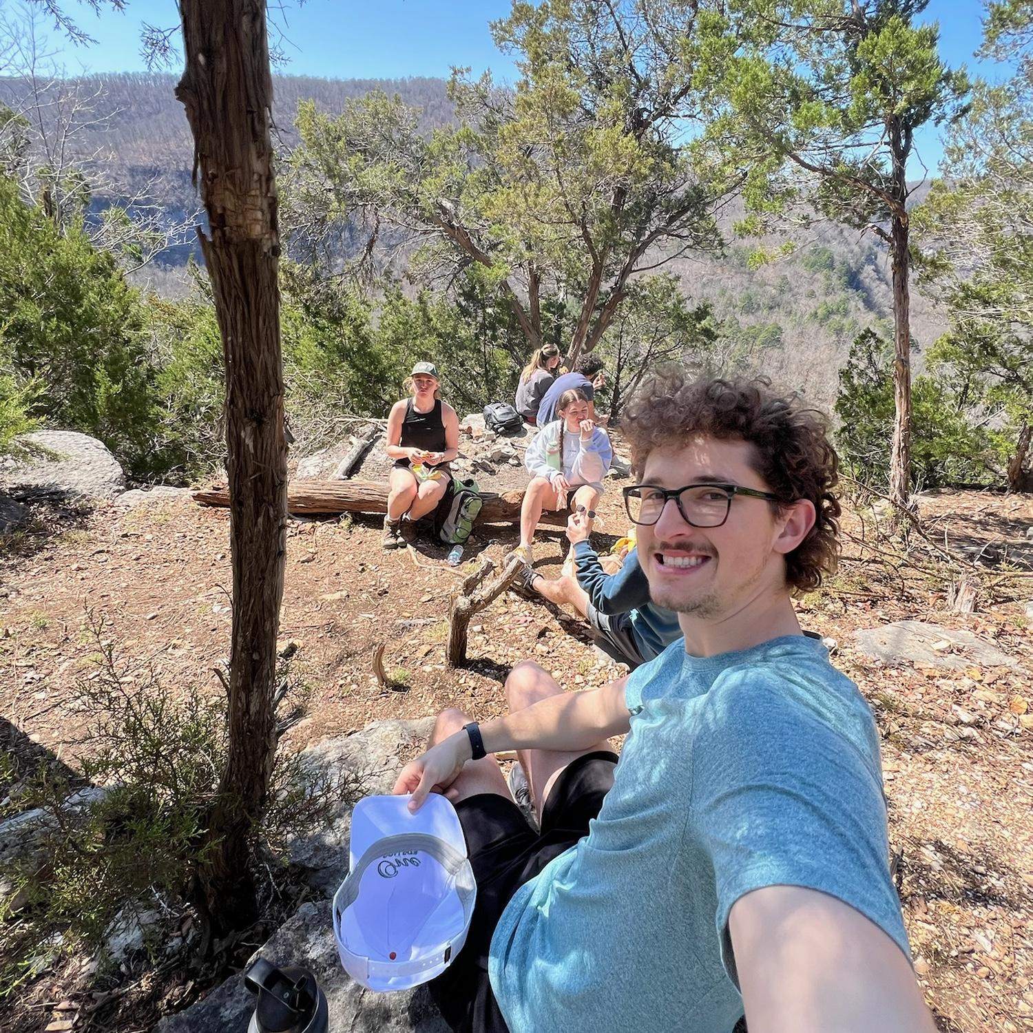 3/11/2025- Photo from spring break in Arkansas on a hike at Devils Den. This photo was taken unknowingly with Merrick saying "I love you" for the first time.