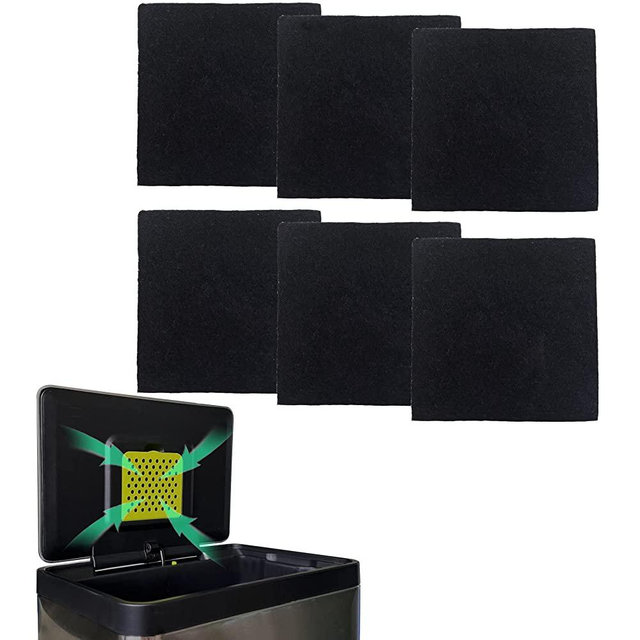 Trash Can Odor Absorbing Filter Refills for EKO Garbage Cans, Activated Charcoal Deodorizer Compatible with EKO Step and Motion Sensor Touchless Trash Cans with Built-in Filter Compartment (Pack of 6)