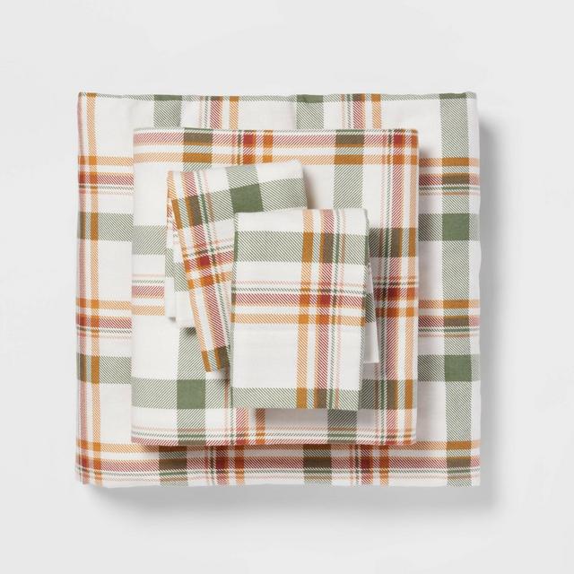 King Fall Pattern Flannel Sheet Set Fall Plaid - Threshold™