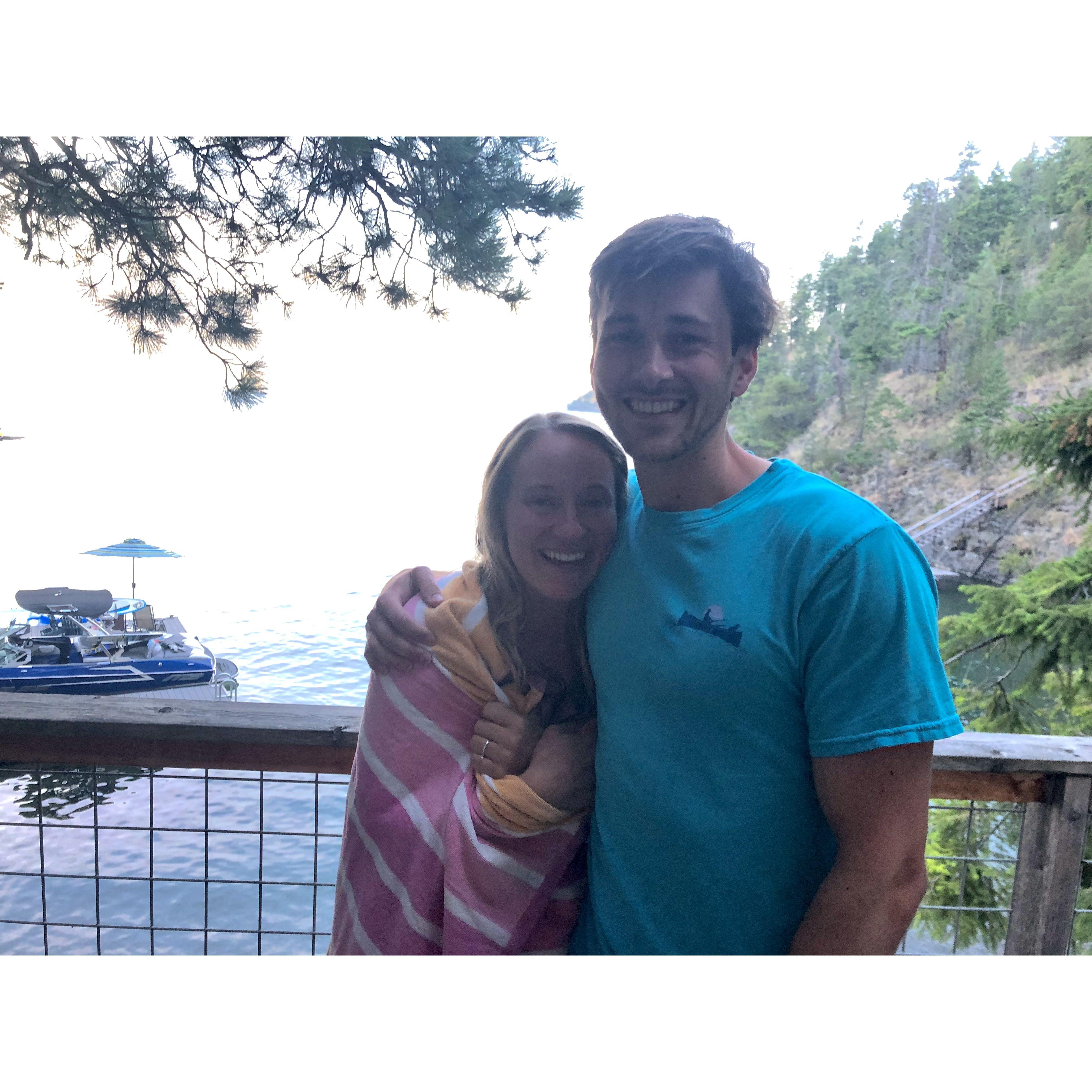 Just after Alec proposed at Flathead Lake, Montana - 2022