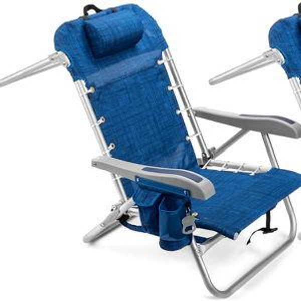 Homevative Cooler+ Folding Backpack Beach Chair with 5 Positions, Towel bar, XL Cooler Pouch, Storage Net, Cup and Phone Holder, Breeze, 2 Pack
