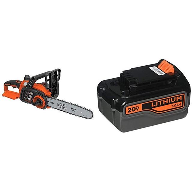 BLACK+DECKER 20V MAX Cordless Chainsaw with Lithium Battery 3.0 Amp Hour (LCS1020B & LB2X3020-OPE)