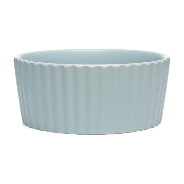Waggo Ceramic Ripple Dog Food & Water Bowl, Heavy Matte Finish (Large, Cloud)