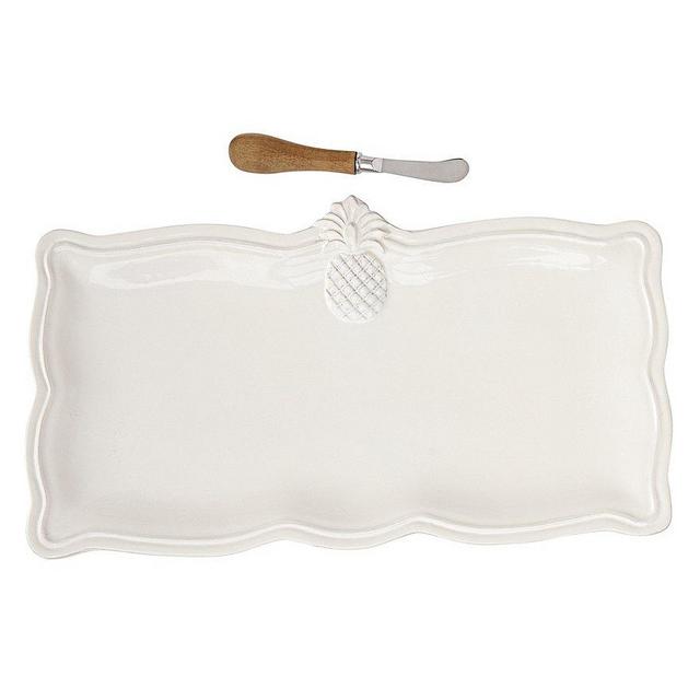 Mud Pie Ceramic 2-Piece Pineapple Hostess Tray Set
