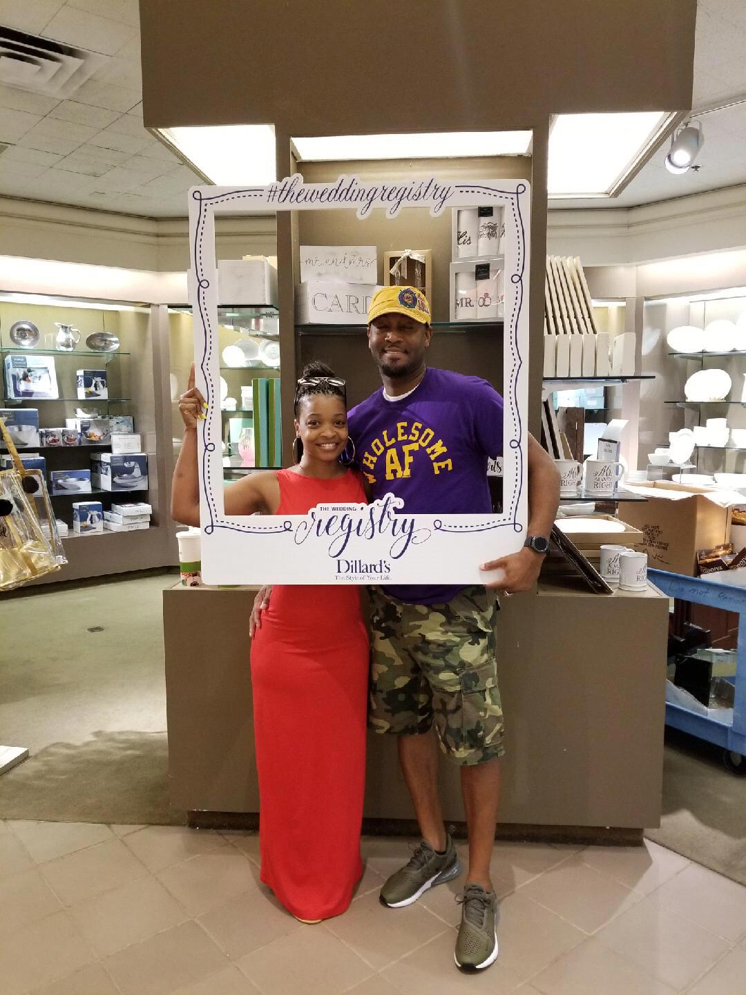 #TheDIVAandTheDAWG
Creating our wedding registry @Dillard’s