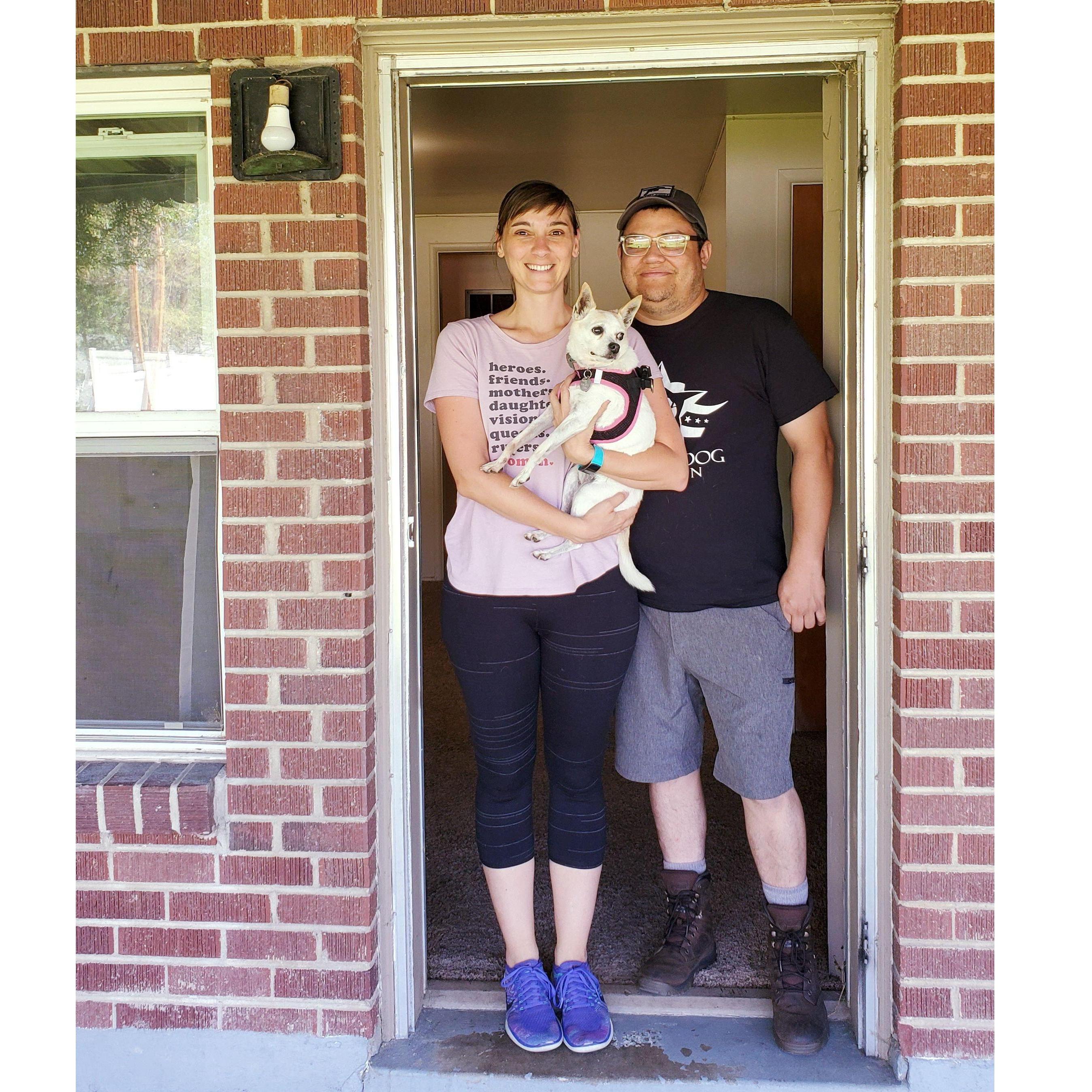 Our first family photo on the day we moved into our apartment!